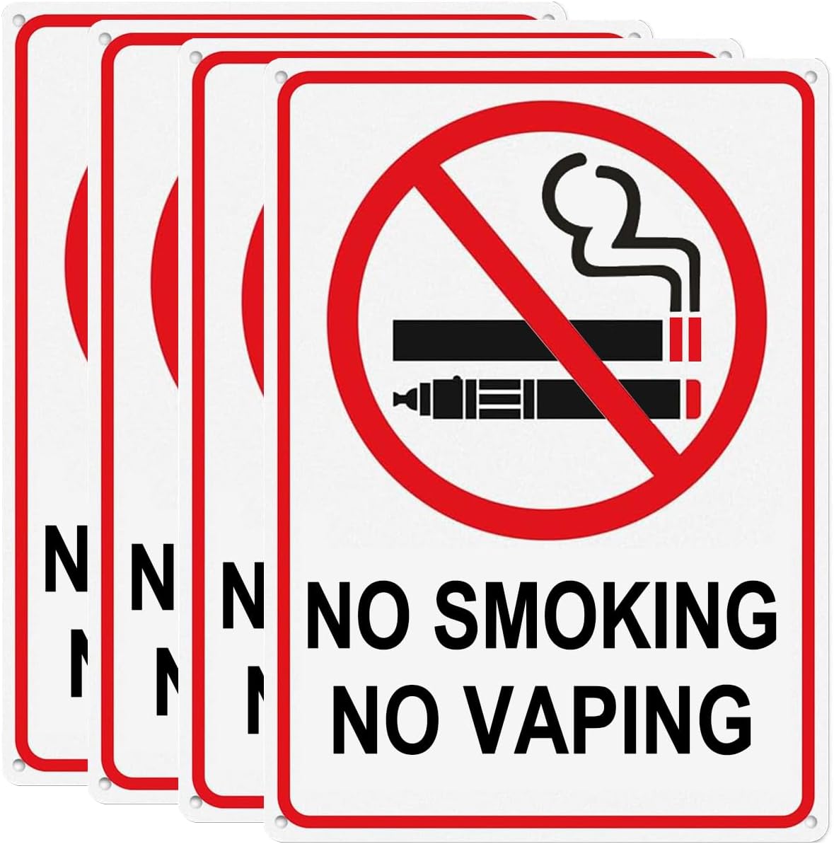 4 Pack No Smoking Signs for Business, 7 x 10 Inches No Smoking No Vaping Sign, No Sm