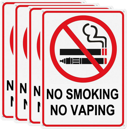 4 Pack No Smoking Signs for Business, 7 x 10 Inches No Smoking No Vaping Sign, No Sm