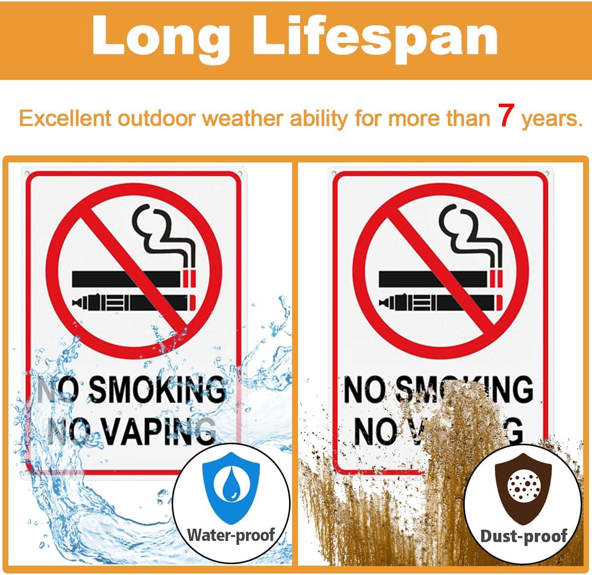 4 Pack No Smoking Signs for Business, 7 x 10 Inches No Smoking No Vaping Sign, No Sm