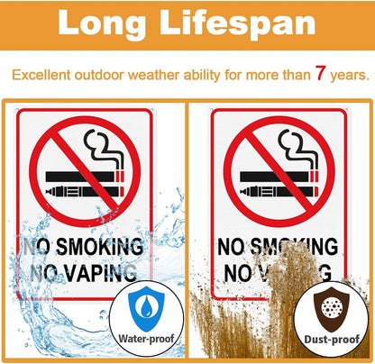 4 Pack No Smoking Signs for Business, 7 x 10 Inches No Smoking No Vaping Sign, No Sm